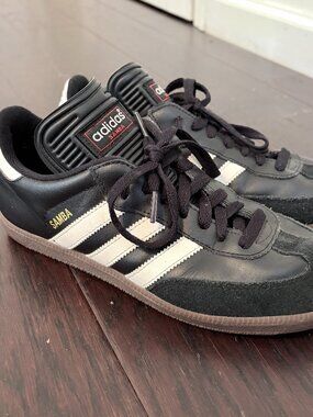 adidas Samba Classic Black White Leather Indoor Low Terrace Mens Sneaker 7.5 Men